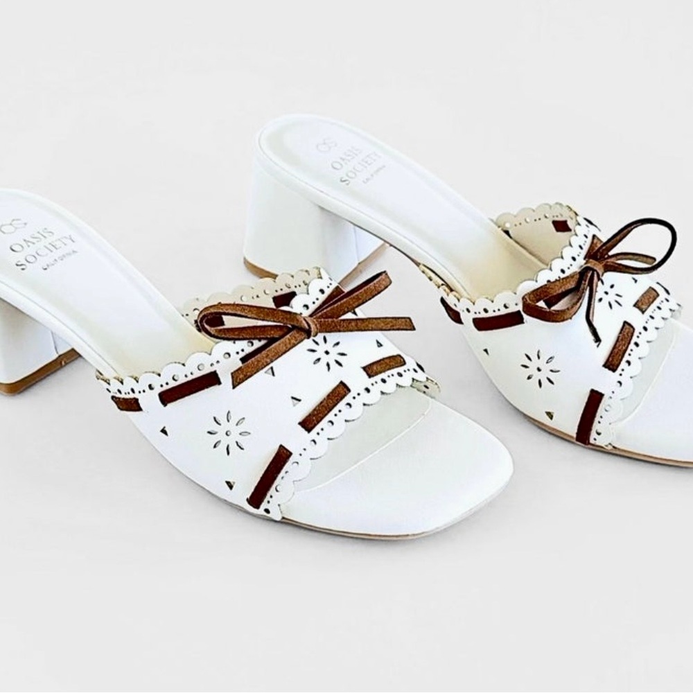 Oasis Society White and Brown Women's Heels